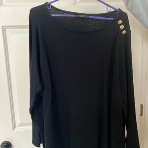 Lane Bryant Black Long Sleeve Tunic top with Gold buttons 22/24